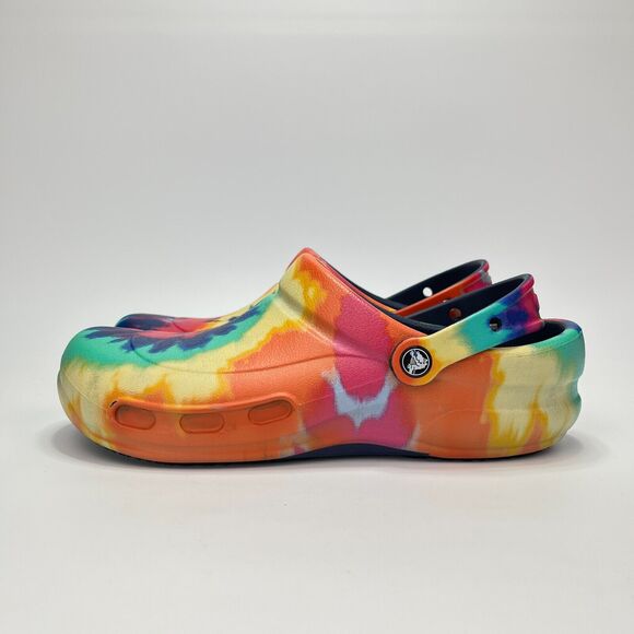 Crocs Multicolor Rainbow Tie Dye Bistro Clog Slip Resistant Shoes Men\'s Size 10 main image 5